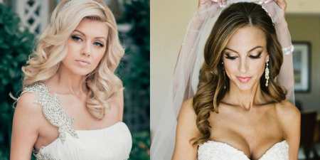 Весільні зачіски на середнє волосся з фатою — високі, зібрані, розпущені з діадемою і прикрасами