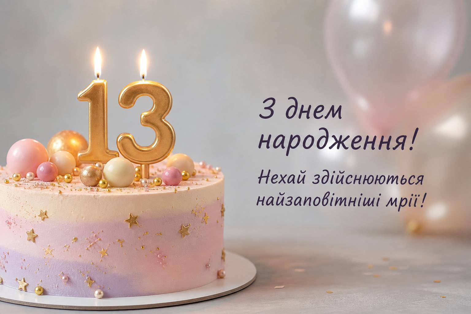 СМС привітання з днем народження на 13 років своїми словами
