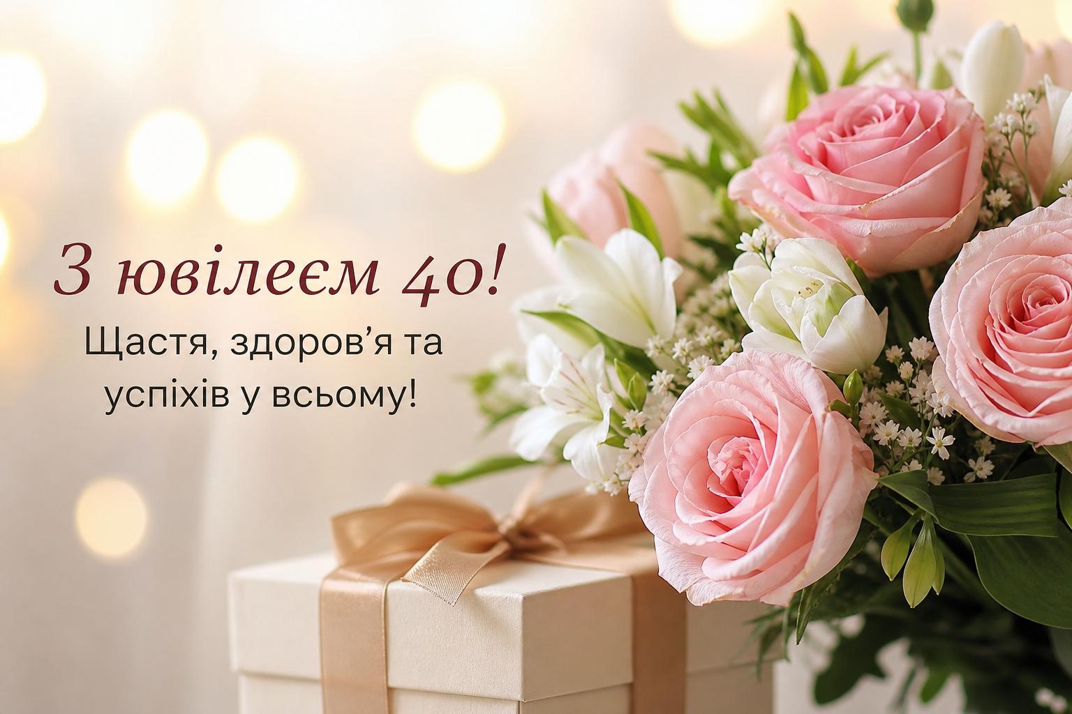 Красиві привітання на Ювілей 40 років українською мовою. Короткі побажання (для СМС) з 40-річчям Красиві привітання на Ювілей 40 років українською мовою. Короткі побажання (для СМС) з 40-річчям фото