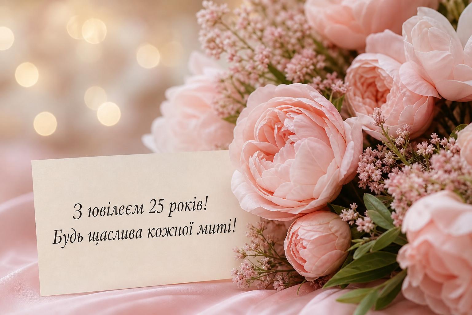 СМС привітання на Ювілей 25 років жінці у прозі, до сліз. Короткі побажання для СМС з ювілеєм 25 років жінці СМС привітання на Ювілей 25 років жінці у прозі, до сліз. Короткі побажання для СМС з ювілеєм 25 років жінці фото