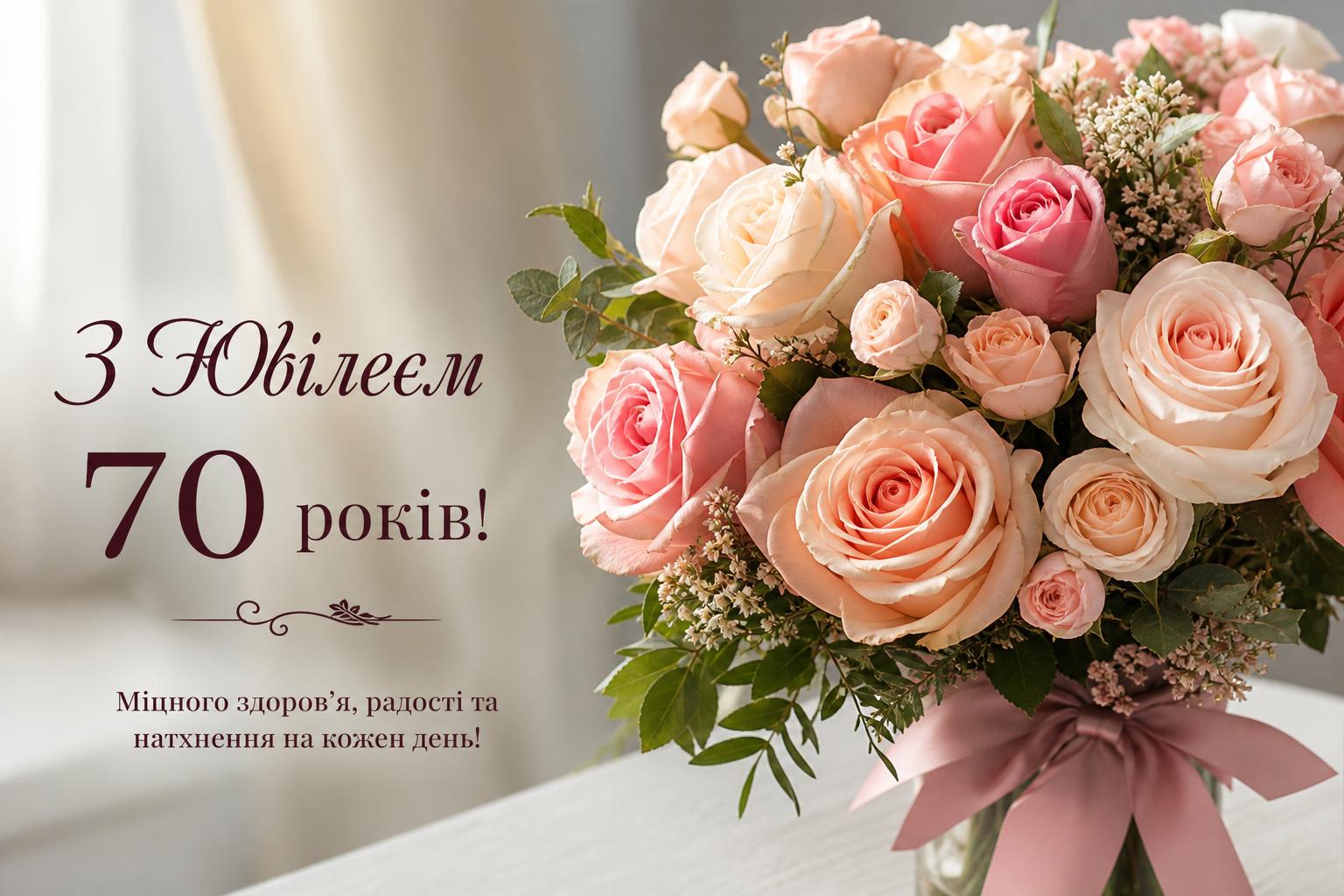 Щирі привітання на Ювілей 70 років жінці українською