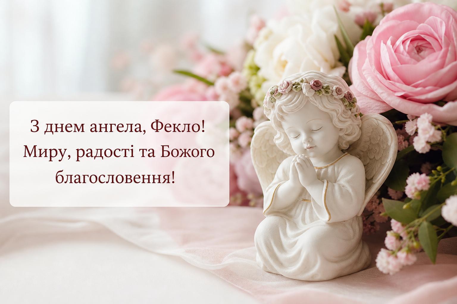 Привітання з днем ангела Фекла у прозі, українською мовою. Короткі побажання (для СМС) з днем ангела Фекли Привітання з днем ангела Фекла у прозі, українською мовою. Короткі побажання (для СМС) з днем ангела Фекли фото