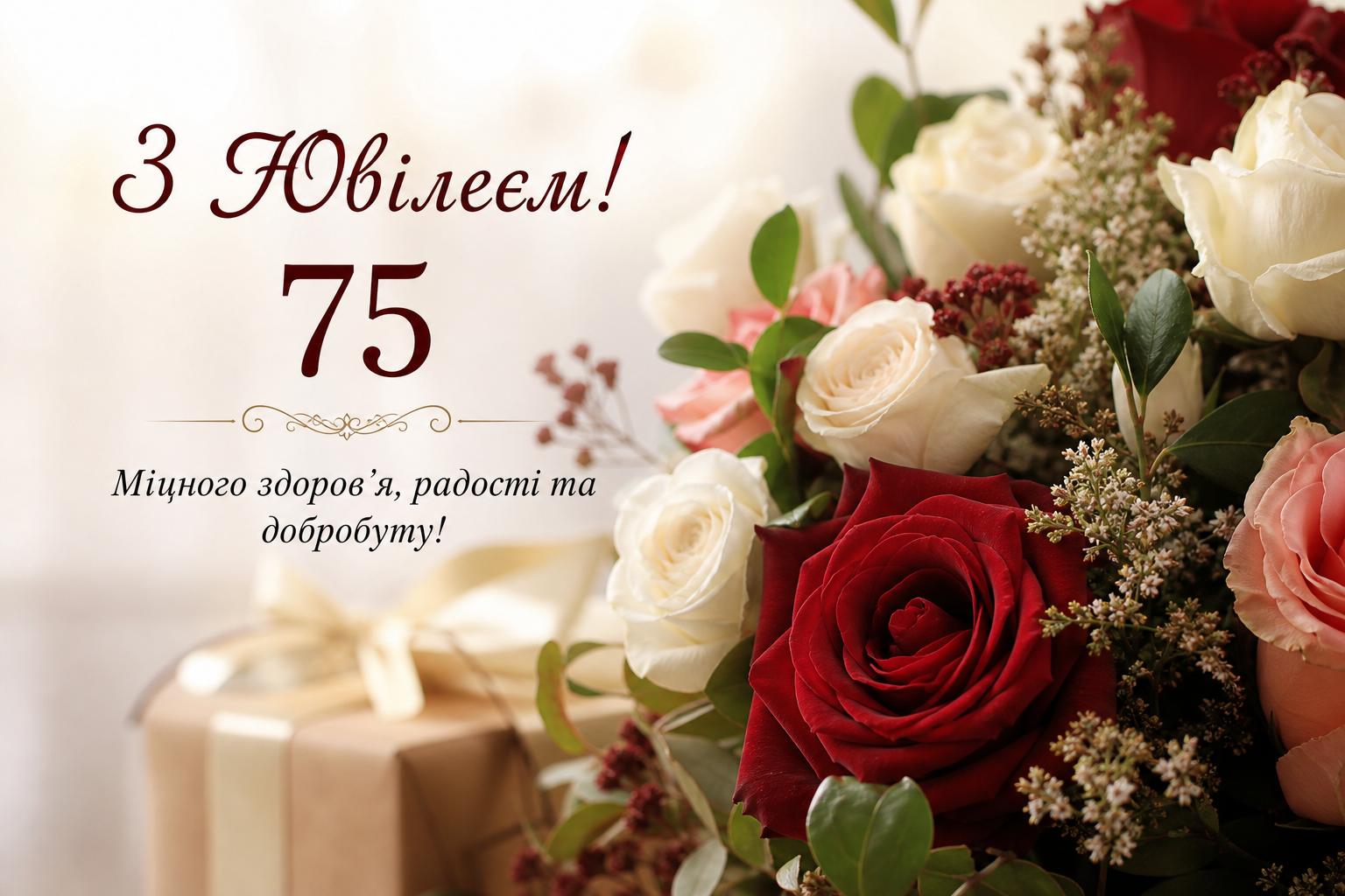 Оригінальні привітання на Ювілей 75 років українською мовою