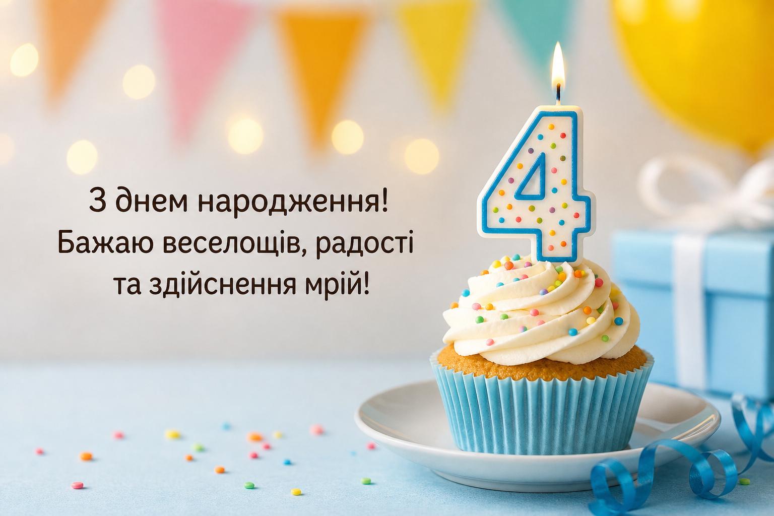 СМС привітання з днем народження дитині на 4 роки у прозі, українською мовою