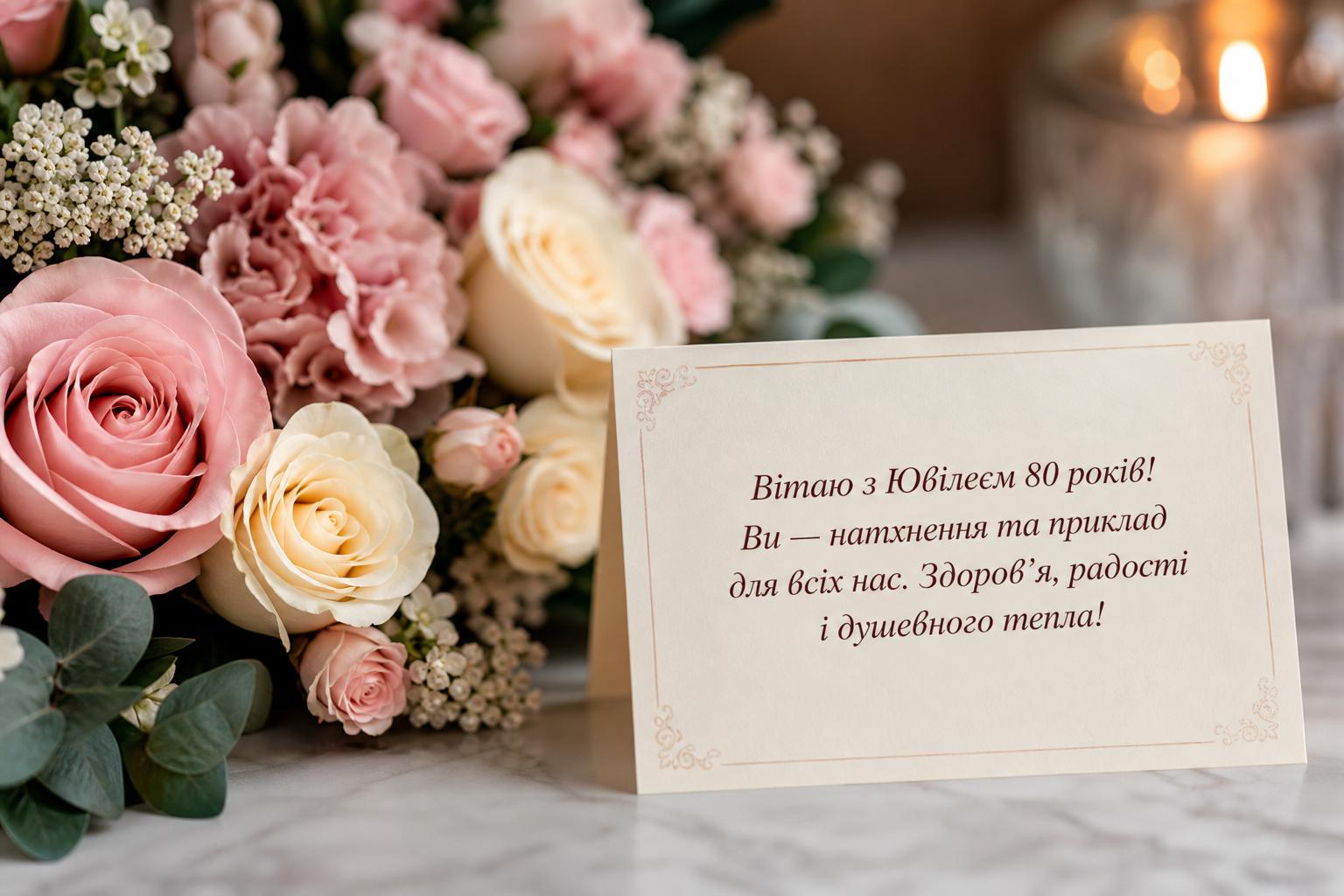 СМС привітання на Ювілей 80 років жінці своїми словами, до сліз