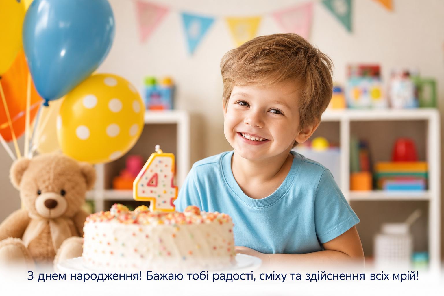 СМС привітання з днем народження дитині на 4 роки у прозі, українською мовою. Привітання у прозі своїми словами СМС привітання з днем народження дитині на 4 роки у прозі, українською мовою. Привітання у прозі своїми словами фото