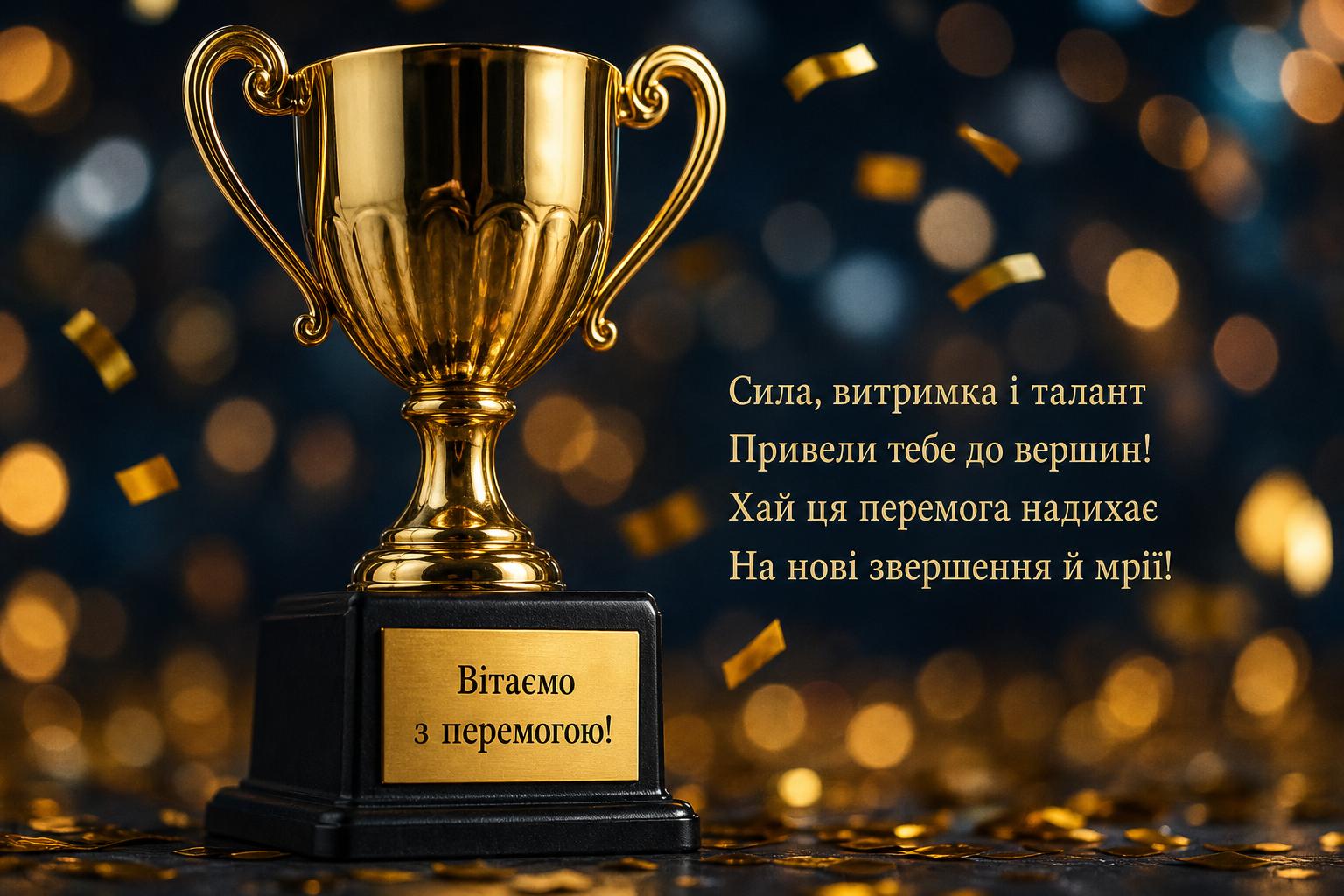 Найкращі привітання з перемогою у змаганнях українською. Привітання з перемогою у змаганнях у віршах Найкращі привітання з перемогою у змаганнях українською. Привітання з перемогою у змаганнях у віршах фото