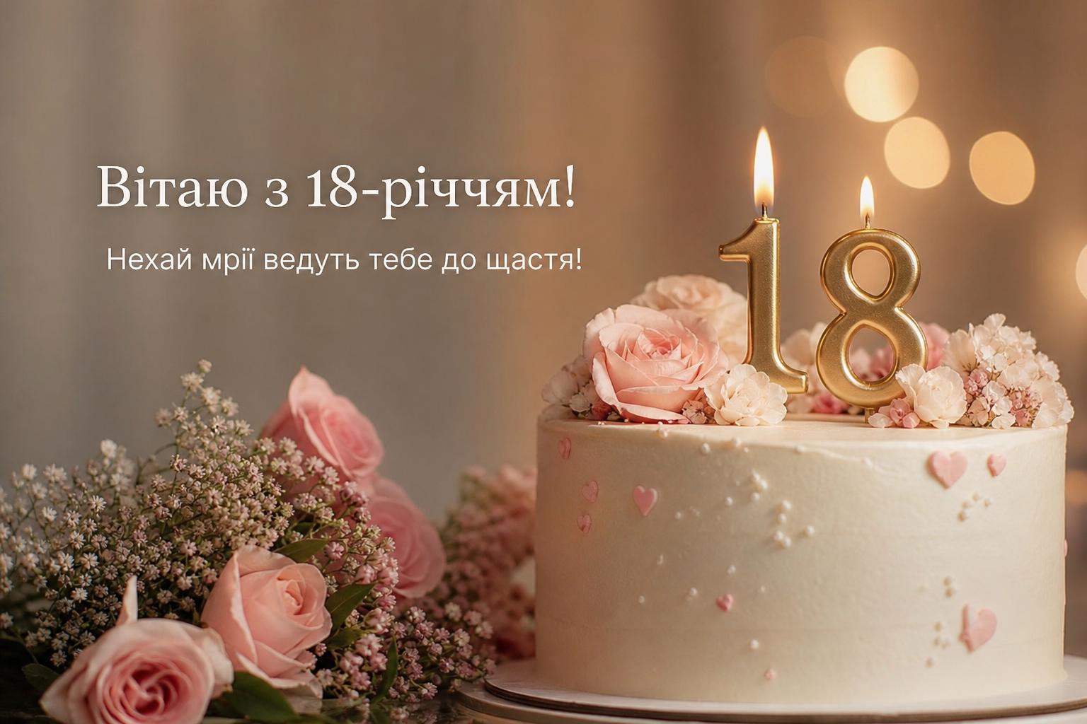 Зворушливі привітання з днем народження на 18 років дівчині своїми словами