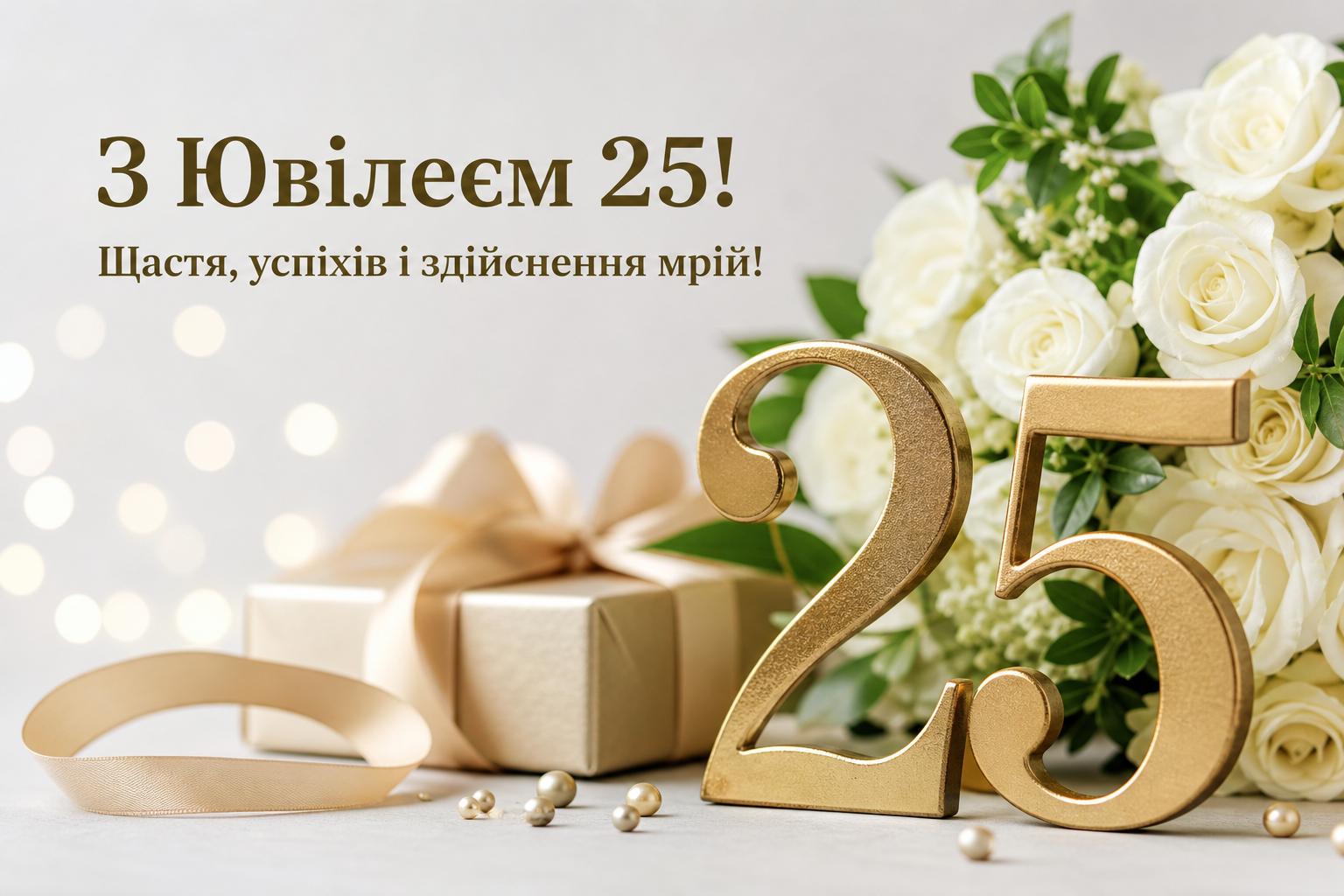 Кращі привітання на Ювілей 25 років у прозі, українською мовою. Короткі побажання (для СМС) на 25 років Кращі привітання на Ювілей 25 років у прозі, українською мовою. Короткі побажання (для СМС) на 25 років фото