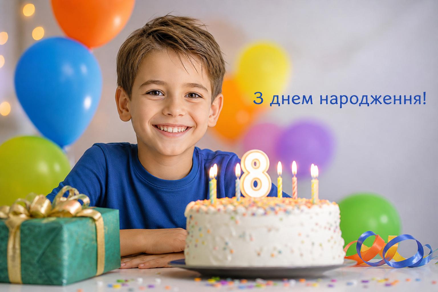 Привітання з днем народження дитині на 8 років простими словами