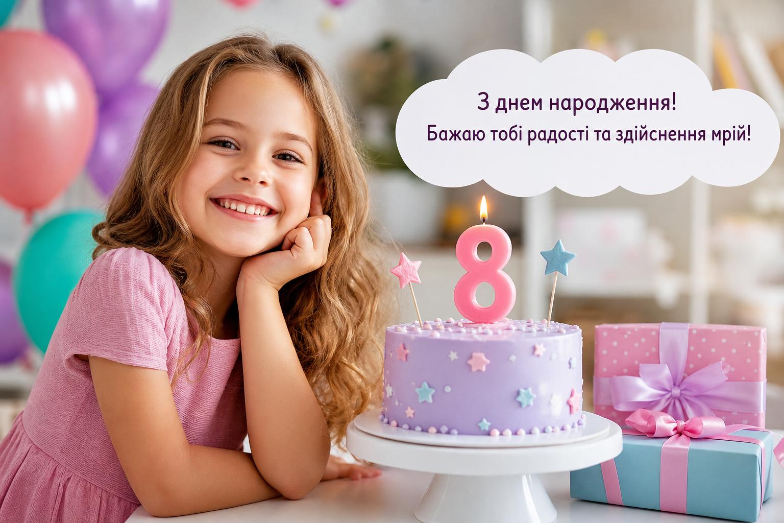 Привітання з днем народження дитині на 8 років простими словами. Привітання у прозі дитині на 8 років дівчинці, хлопчикові своїми словами Привітання з днем народження дитині на 8 років простими словами. Привітання у прозі дитині на 8 років дівчинці, хлопчикові своїми словами фото
