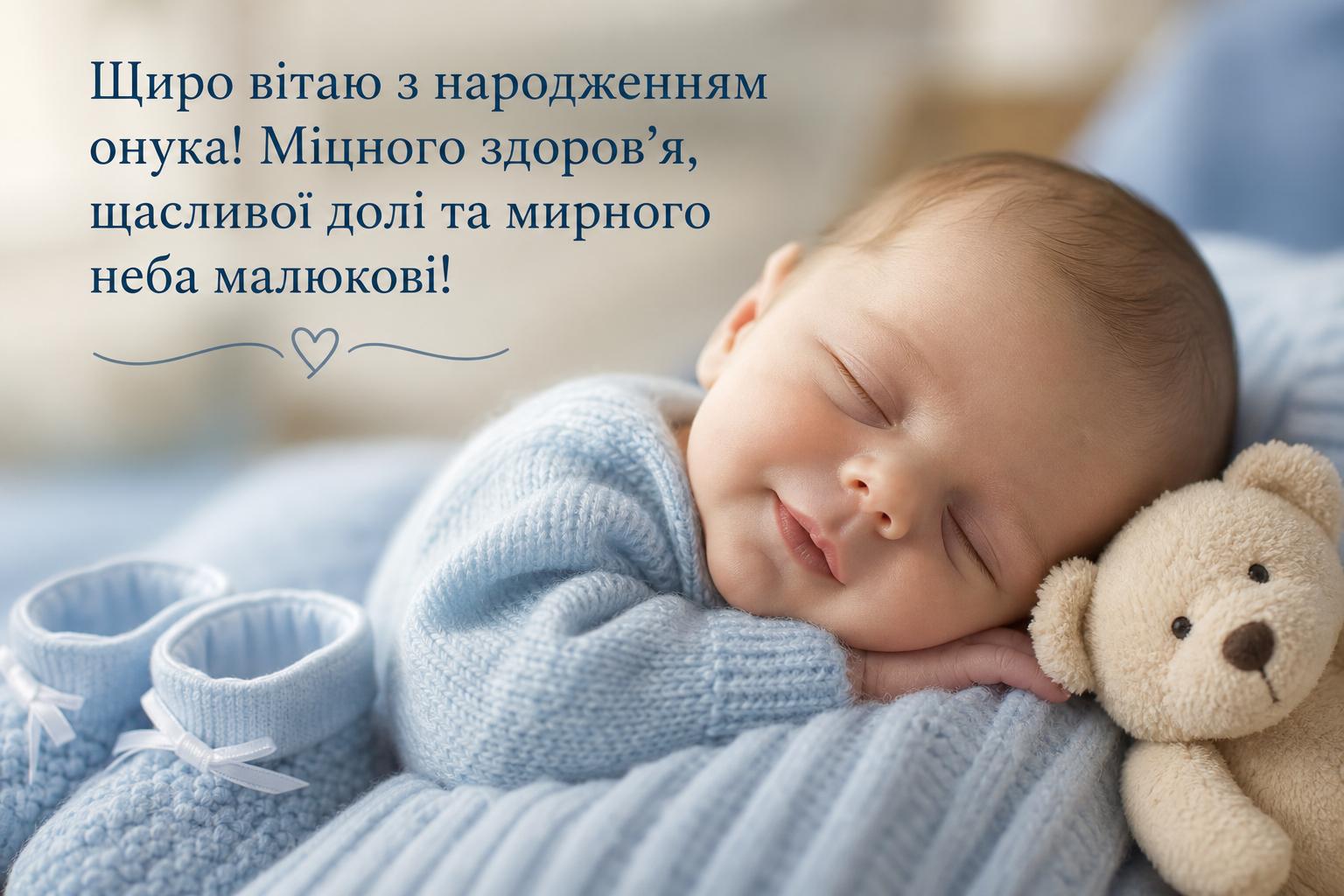 Кращі привітання з народженням онука у прозі, українською мовою