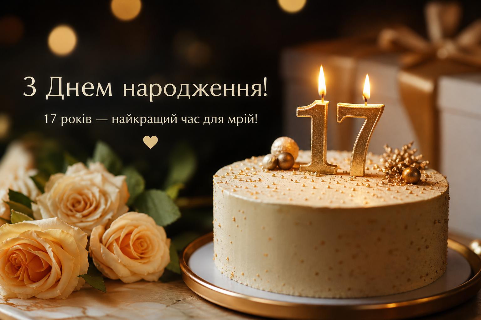 СМС привітання з днем народження на 17 років українською
