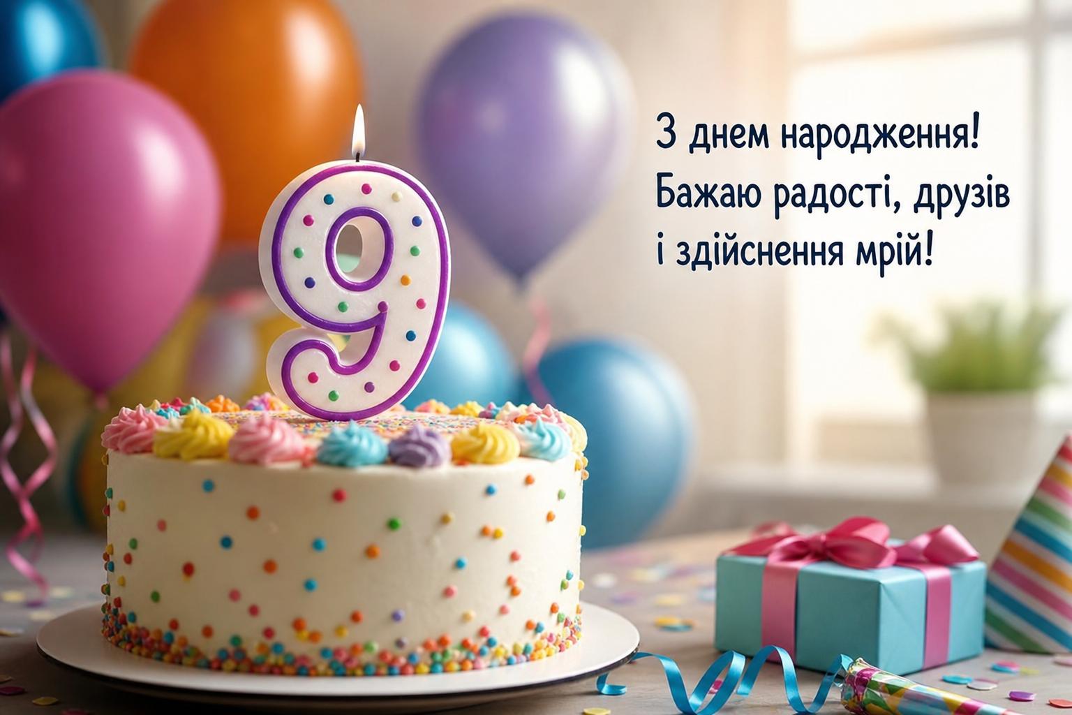 СМС привітання з днем народження дитині на 9 років у прозі, українською мовою