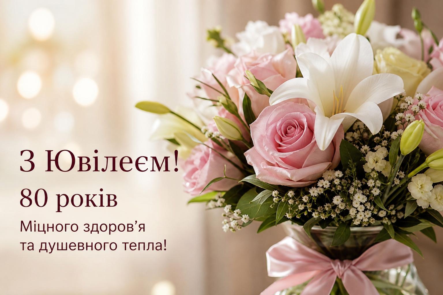 СМС привітання на Ювілей 80 років у прозі, українською мовою. Привітання у віршах з 80-річчям СМС привітання на Ювілей 80 років у прозі, українською мовою. Привітання у віршах з 80-річчям фото