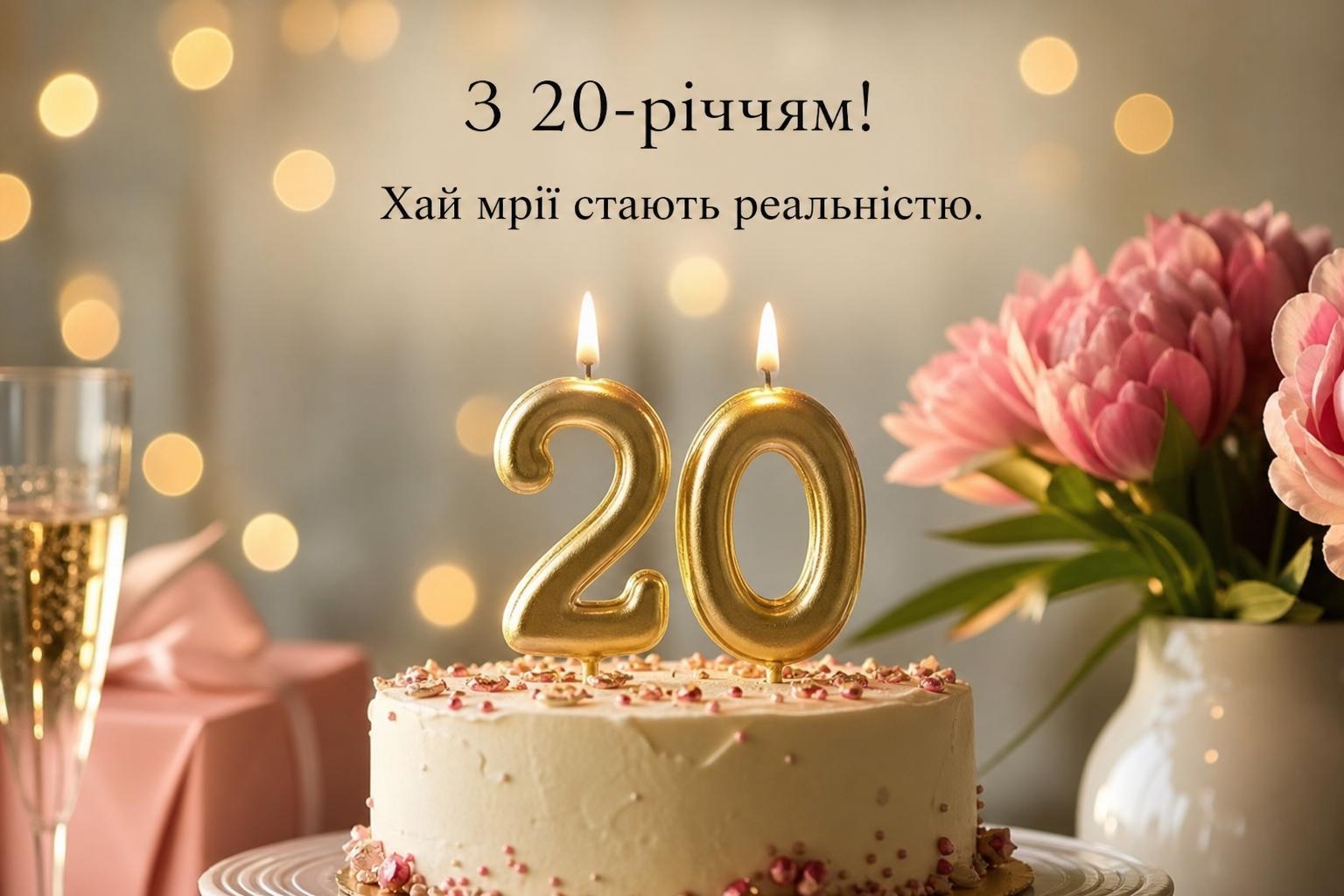 Короткі привітання з 20 річчям, з днем народження 20 років дівчині, хлопцю українською мовою. Добірка красивих коротких привітань з 20 річчям, з днем народження 20 років дівчині, хлопцю своїми словами Короткі привітання з 20 річчям, з днем народження 20 років дівчині, хлопцю українською мовою. Добірка красивих коротких привітань з 20 річчям, з днем народження 20 років дівчині, хлопцю своїми словами фото