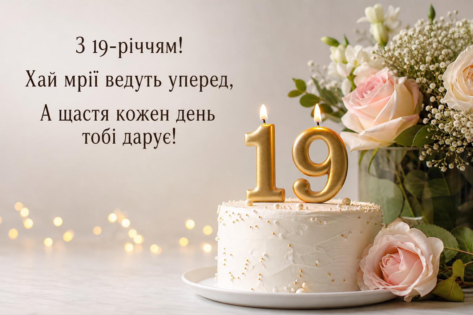 СМС привітання з 19 річчям, з днем народження 19 років українською. Привітання з 19-річчям у віршах СМС привітання з 19 річчям, з днем народження 19 років українською. Привітання з 19-річчям у віршах фото
