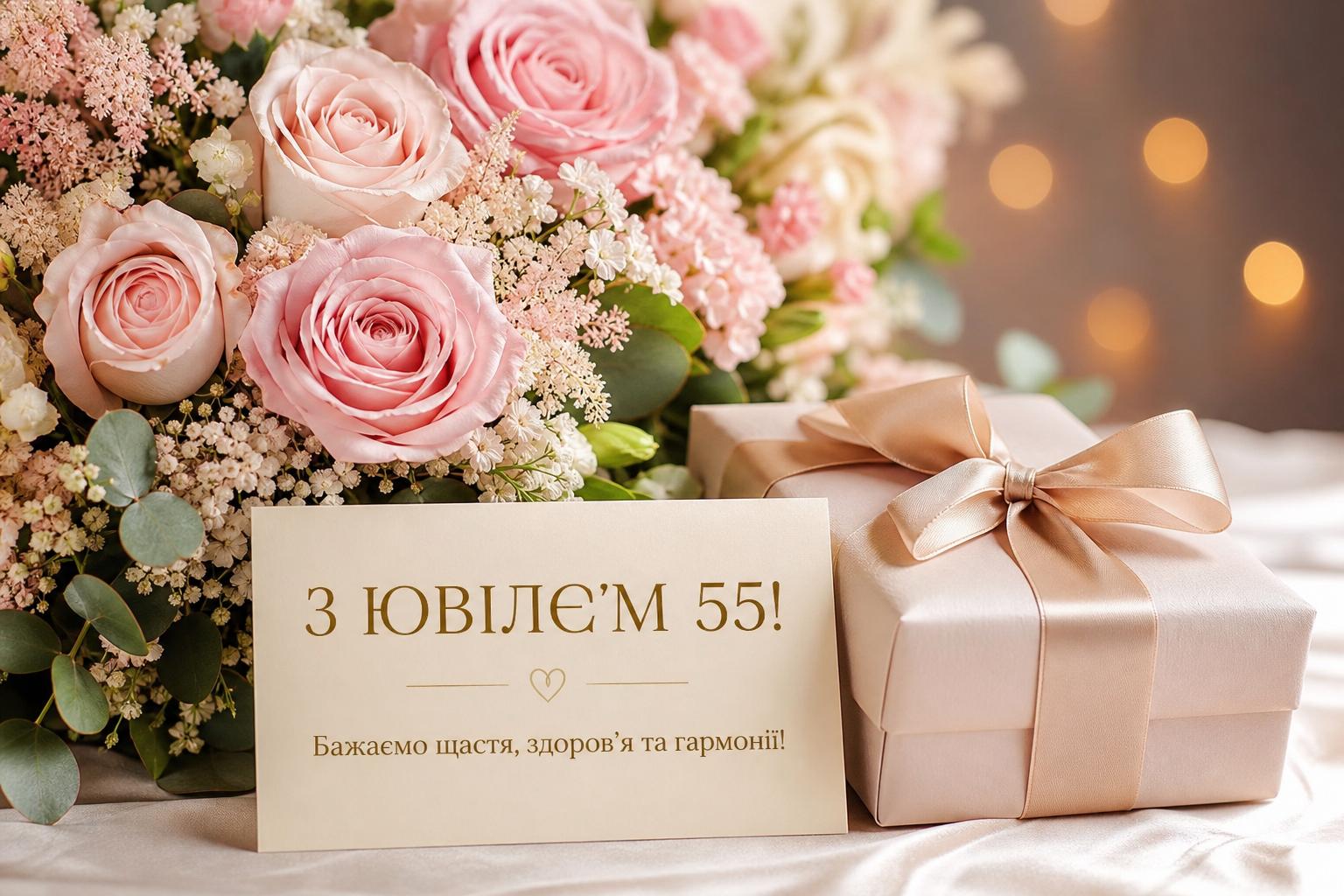 Кращі привітання на Ювілей 55 років жінці українською