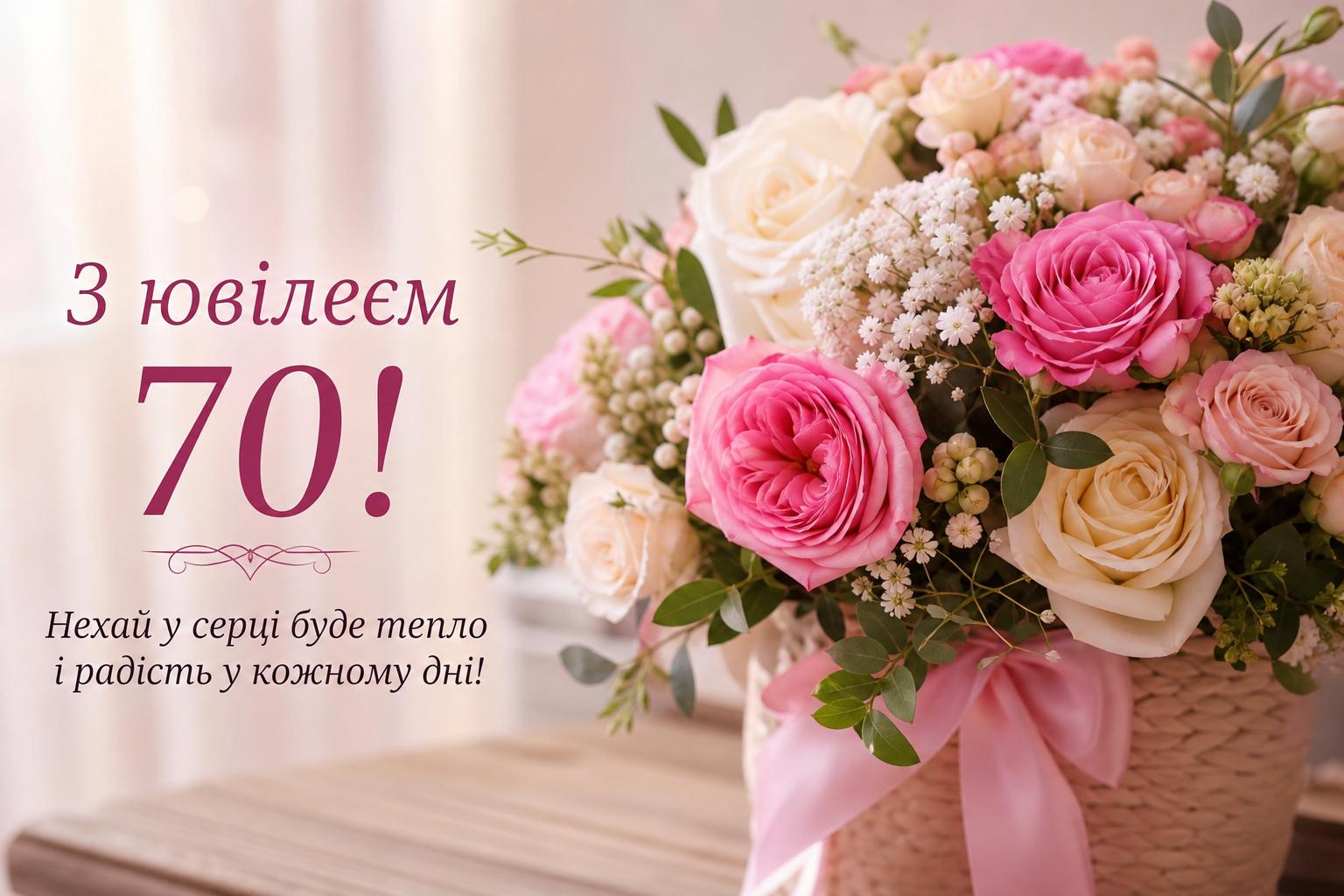 СМС привітання на Ювілей 70 років жінці у прозі, українською мовою