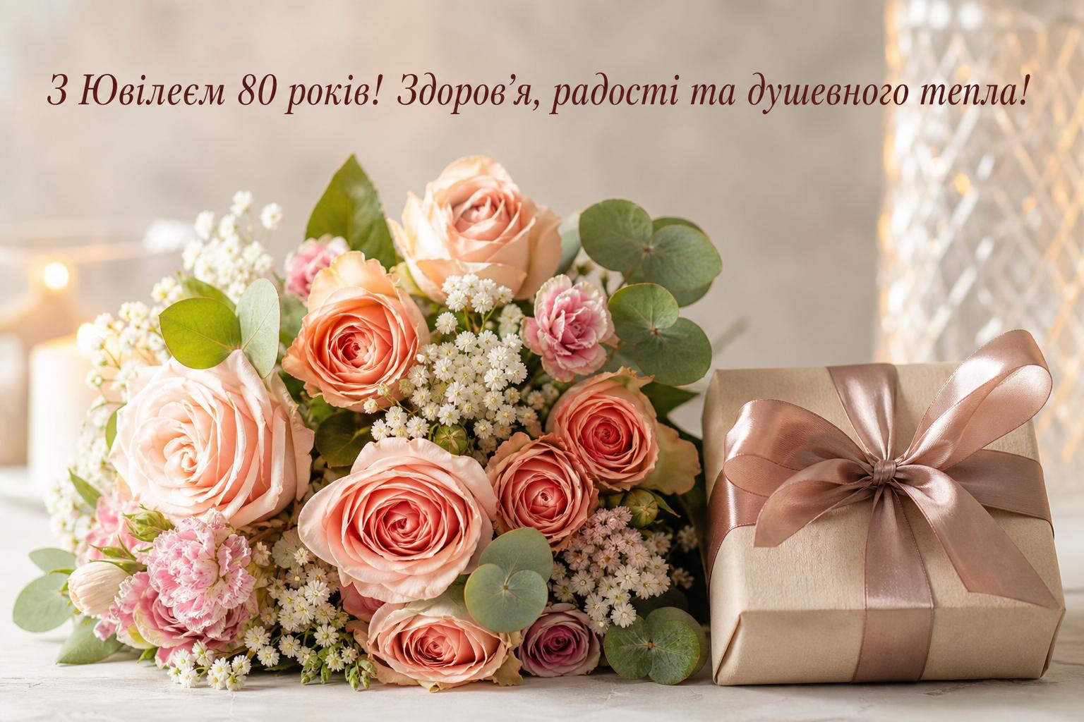 Оригінальні привітання на Ювілей 80 років жінці своїми словами, у прозі