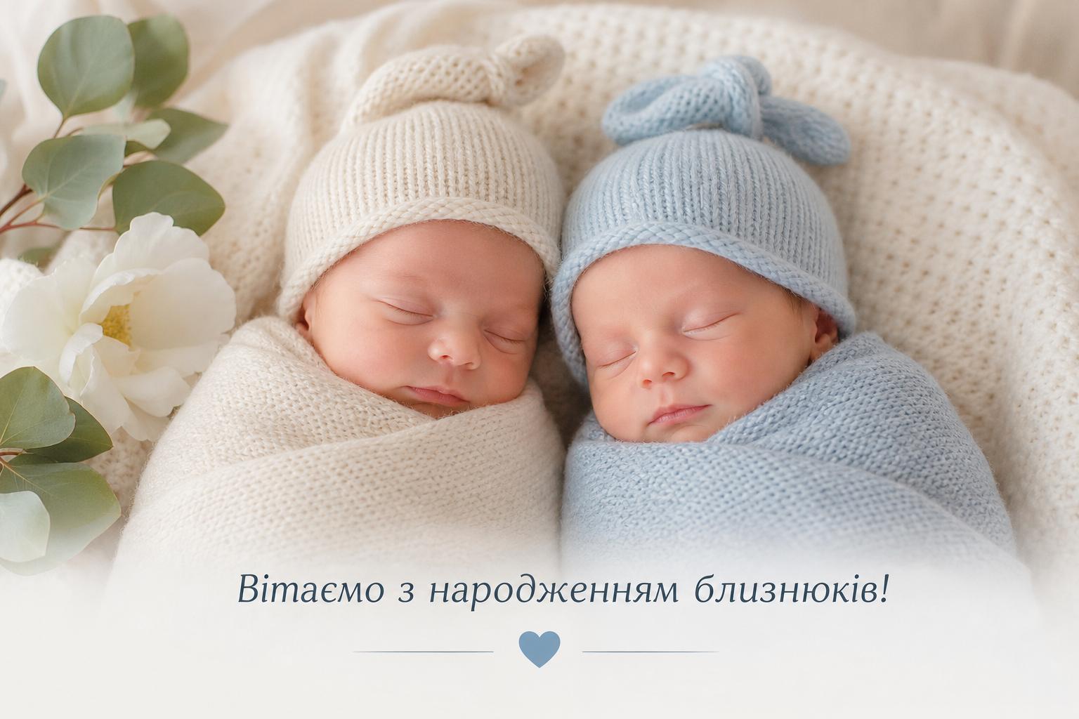 Привітання з народженням близнюків українською