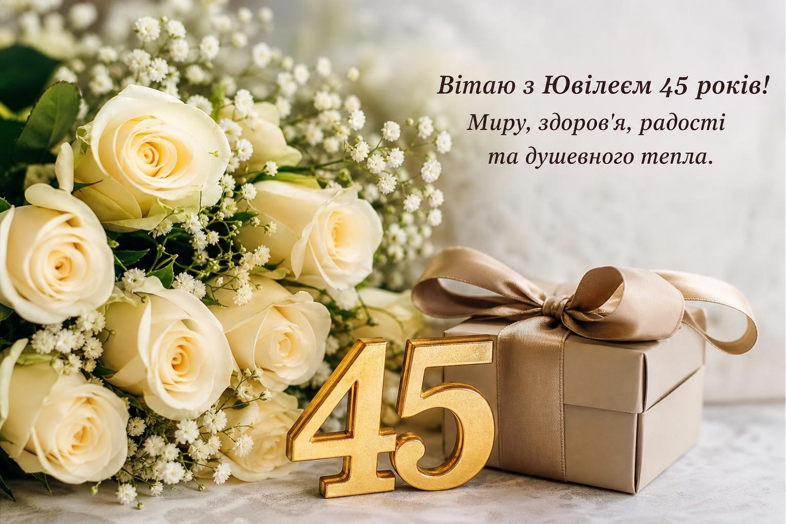 СМС привітання на Ювілей 45 років у прозі, до сліз. Короткі побажання для СМС СМС привітання на Ювілей 45 років у прозі, до сліз. Короткі побажання для СМС фото