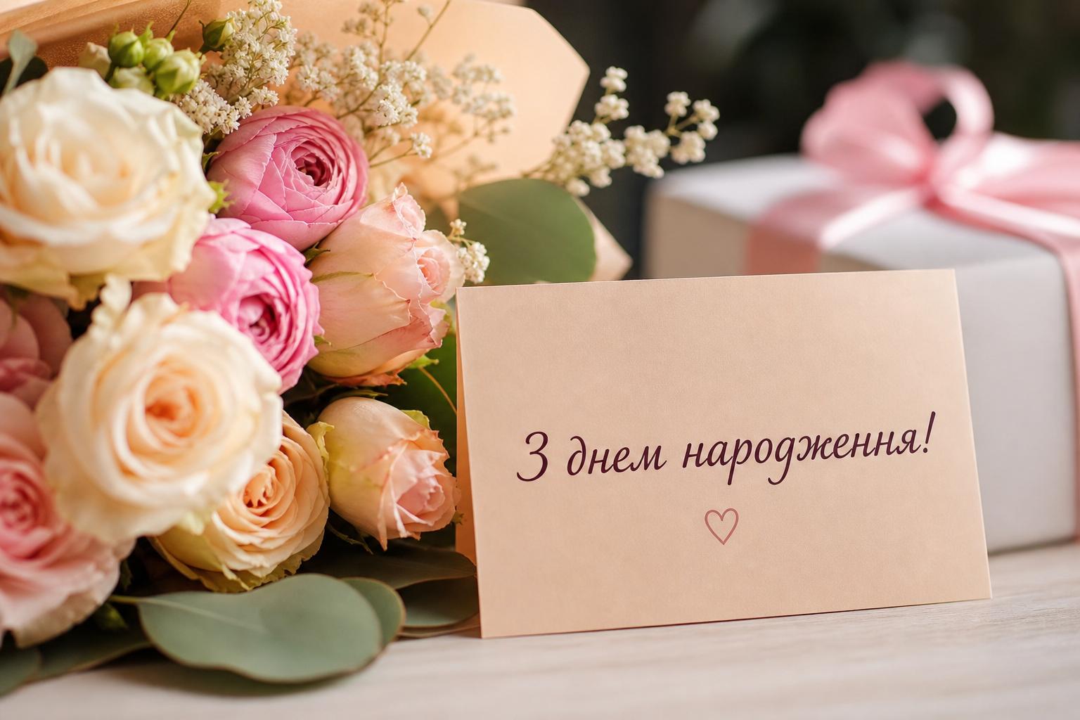 СМС привітання з днем народження колезі жінці, дівчині українською мовою