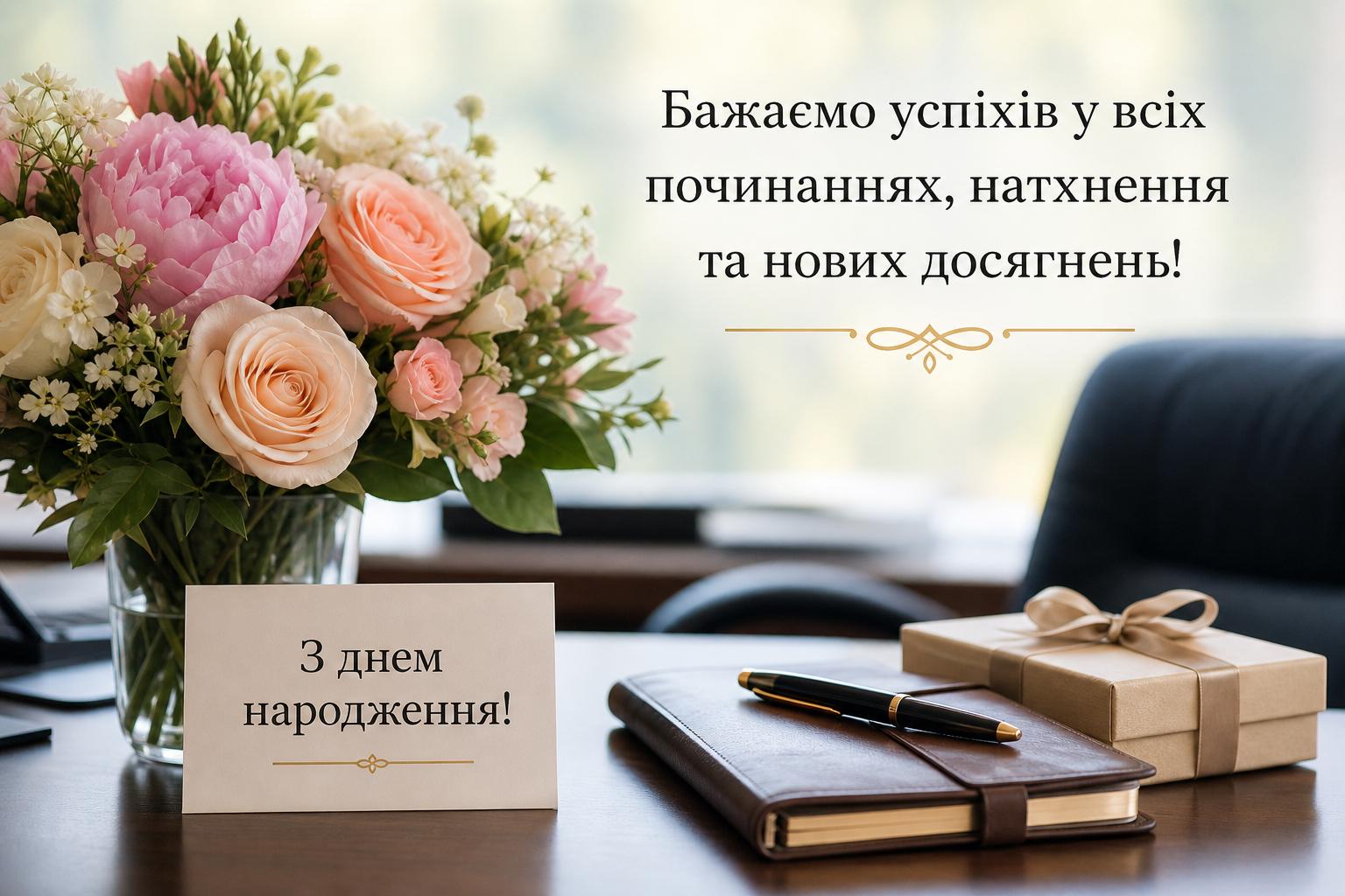 
***
Вітаємо улюбленого начальника! Нехай ваш життєвий досвід захищає від помилок, а серце підказує лише правильні рішення. Залишайтеся завжди таким же чуйним і мудрим!
***
Шефе, ви вмієте запалювати вогонь в очах колективу. Бажаю, щоб і у вашому житті завжди горів яскравий вогник щастя, азарту та цікавості до всього нового.
***
Бажаю вам, наш шановний керівнику, ніколи не втрачати смаку до життя. Нехай робота буде улюбленою справою, а дім — місцем, де швидко відновлюються сили та множиться радість.
***
З днем народження! Ви навчили нас, що дисципліна та порядність — шлях до великих звершень. Бажаю вам на цьому шляху якомога більше легких перемог і приємних знайомств.
***
Від усієї команди бажаємо вам невичерпної енергії! Нехай ваші лідерські якості ведуть компанію до нових обріїв, а життя щедро дякує за вашу працю здоров’ям і удачею.
***
Шановна начальнице, ви — уособлення сили та краси. Бажаю вам завжди залишатися такою ж впевненою, чарівною та цілеспрямованою. Нехай ваші мрії здійснюються з легкістю!
***
Головне багатство — це здоров’я та спокій. Бажаю вам ніколи не знати проблем із цим скарбом. Нехай ваш внутрішній стрижень допомагає долати негаразди, а відпочинок завжди буває яскравим.
***
Вітаю, шефе! Бажаю вам невичерпного ресурсу та нових можливостей. Хай поруч завжди будуть люди, готові підставити надійне плече та розділити радість перемог.
***
З днем народження, начальнику! Ви — приклад справжнього професіонала. Дякую за науку! Бажаю, щоб будь-яка справа приносила не лише прибуток, а й величезне задоволення.
***
Дорогий керівнику, бажаю вам завжди мати чіткий план дій і попутний вітер для його реалізації. Нехай ваші близькі будуть здорові та щасливі, а ви завжди встигаєте насолодитися життям.
***
Наш шановний шеф, нехай ваш життєвий шлях буде схожий на злітну смугу: рівною, світлою і такою, що веде лише вгору. Бажаю вам упевненості в завтрашньому дні та здійснення найсміливіших задумів! ✨
***
У день вашого народження хочеться подякувати за підтримку та справедливість. Бажаю вам, щоб робота була місцем сили, а дім — надійною фортецею, де завжди панує любов.
Привітання начальнику у віршах
Бажаю вам, керівнику,
Витримки й снаги,
Щоб втілювались плани,
Щоб квітли береги.
Хай вдома буде затишок
І мирне небо знов.
А в серці хай панує
Надія і любов!
***
У день народження, шефе,
Хочемо вам побажати
Вперед іти сміливо,
Ніколи не втомлятись.
Хай колектив надійний
Підставить вам плече,
А сонце на світанку
Вам радість принесе! ☀️
***
Керівнику наш шановний,
Ми вітаємо від душі!
Хай будуть міцними нерви,
А досягнення — великі.
Хай вдома чекає радість,
Любов і теплота,
А в справах хай панує
Постійна правота.
***
Нехай вам життя дарує
Приємні чудеса.
Хай впевненість крокує
З вами в усі місця.
Ви лідер наш найкращий,
Ви справжній капітан.
Бажаєм вам удачі,
Щоб вітер в спину гнав!
***
Міцного вам здоров’я
І внутрішніх опор.
Не страшні хай негаразди,
Життєвий хай простір
Буде сповнений дивами,
Усмішками, теплом.
Ви світитесь талантом,
Як сонечко вікном.
***
Бажаю вам, начальнику,
Лиш перемог і звершень.
Хай робота йде в радість,
А вдома буде щастя.
Щоб кожне ваше слово
Давало нам наснаги.
Живіть безхмарно й світло
До глибокої зрілості.
***
Від колективу щиро
Прийміть вітання нині.
Хай ваші дні щасливі
Пливуть, немов у сині.
Ви сильний та надійний,
Ви справжній командир.
Бажаю миру в домі,
Підкорення вершин!
***
Сьогодні свято у шефа,
Тож побажати час:
Втілення всіх проєктів
І світла без прикрас.
Хай вдячність повертається
Сторицею до вас.
Ви — наш найкращий лідер!
Прийміть цей теплий вірш.
Короткі побажання для СМС
З днем народження, найкращий шефе! Нехай сьогодні усе вдається, а попереду буде багато перемог і приводів для радості!
***
Вітаю! Бажаю впевненості та легкості в ухваленні рішень. Мирного неба та надійного тилу!
***
Шефе, зі святом! Нехай життя дарує більше моментів для відпочинку та натхнення. Цінуємо вас![
***
З днем народження, наша дорога начальнице! Ви — неймовірна. Сяйте завжди, як сьогодні! ✨
***
Вітаю, керівнику! Нехай ваші плани реалізуються без перешкод, а здоров’я буде міцним, як сталь.
***
Добра, світла та сімейного затишку вам у день народження. Дякую за вашу мудрість!
***
Шефе, бажаю рости професійно та особистісно. Нехай кожен новий день буде кращим за попередній!
***
Вітаю від щирого серця! Нехай робота кипить, а душа співає. Залишайтеся завжди таким же людяним!
***
Зі святом! Бажаю, щоб фортуна посміхалася вам на кожному кроці, а підлеглі завжди радували результатами.
***
Начальнику, успіхів вам! Нехай вистачає часу на все: і на справи, і на родину, і на себе.
***
Ви — найкращий мотиватор для всієї команди. Бажаю, щоб і ви завжди відчували нашу підтримку та вдячність!
***
З днем народження! Нехай ваша життєва мудрість веде лише до світлих горизонтів, а сили ніколи не вичерпуються.
***
Вітаю! Будьте здорові, щасливі та так само впевнено тримайте штурвал нашого спільного успіху!
***
У цей день бажаю вам відчути, як сильно ми вас цінуємо. Попереду — тільки нові звершення!
***
Шефе, зі святом! Нехай у вашому житті буде менше стресів і більше приводів для щирих посмішок.
***
Вітаю, лідере! Бажаю вам спокою та гармонії. Дякую, що ви з нами.
Оберіть найкраще побажання, яке торкається серця, та порадуйте свого керівника в цей особливий день. Щирі емоції — безцінний подарунок, який залишається в пам’яті надовго.
![Кращі привітання з днем народження начальнику, начальниці. Щирі привітання з днем народження начальнику в прозі Кращі привітання з днем народження начальнику, начальниці. Щирі привітання з днем народження начальнику в прозі фото