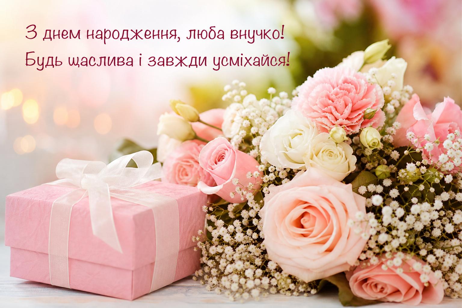 СМС привітання з днем народження внучці своїми словами, у прозі