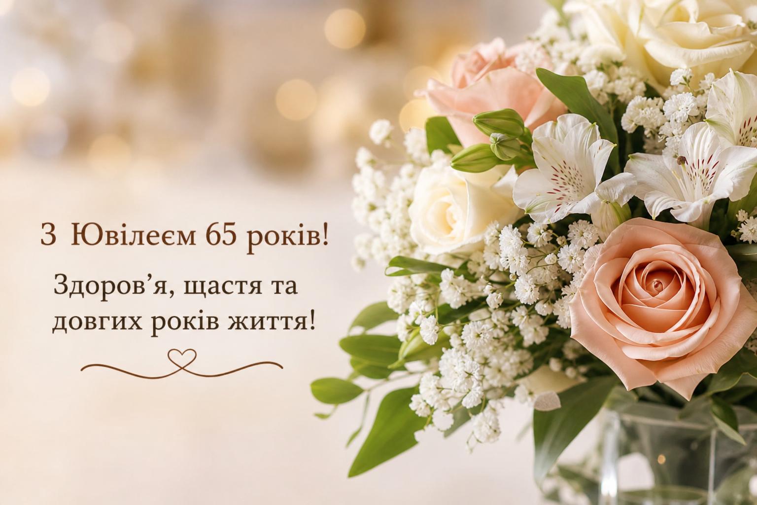 Кращі привітання на Ювілей 65 років простими словами. Короткі СМС-побажання з 65-річчям Кращі привітання на Ювілей 65 років простими словами. Короткі СМС-побажання з 65-річчям фото
