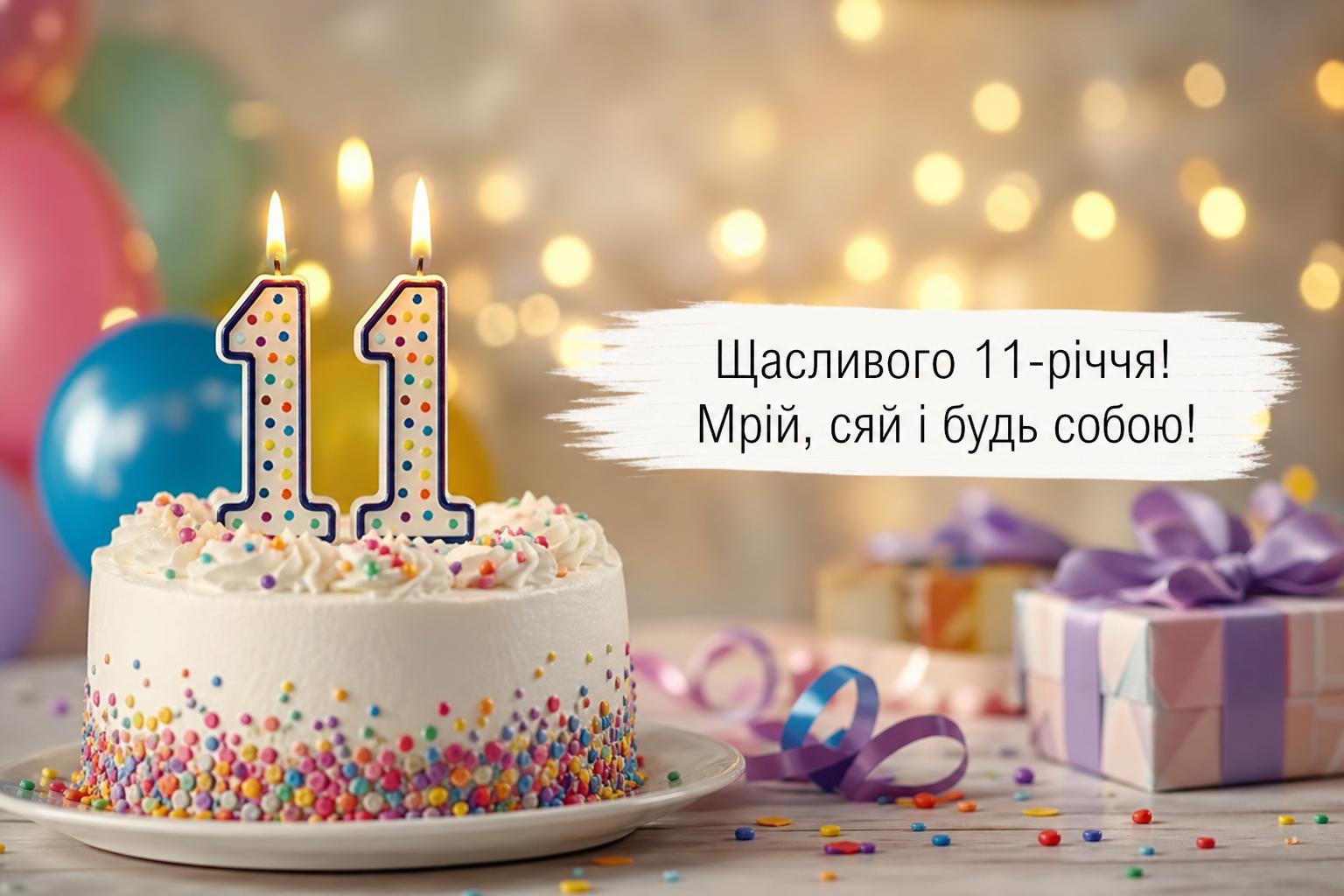 Привітання з днем народження дитині на 11 років українською. Короткі побажання з 11-річчям (для СМС) Привітання з днем народження дитині на 11 років українською. Короткі побажання з 11-річчям (для СМС) фото