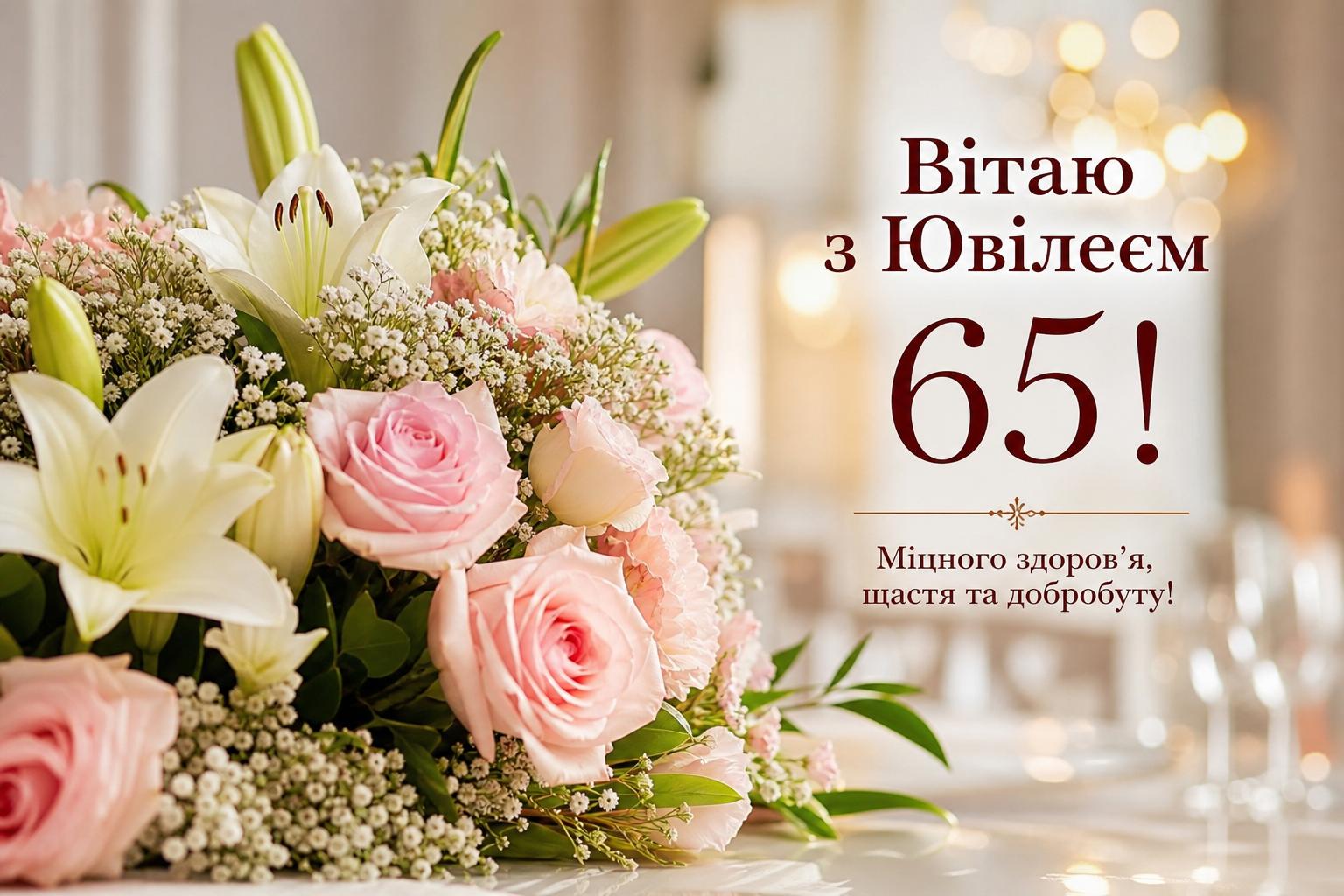 Кращі привітання на Ювілей 65 років простими словами