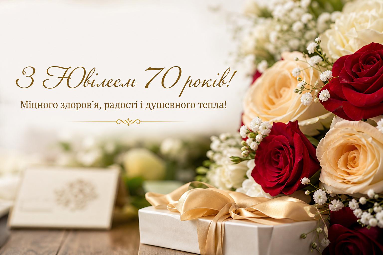 Зворушливі привітання на Ювілей 70 років своїми словами, у прозі
