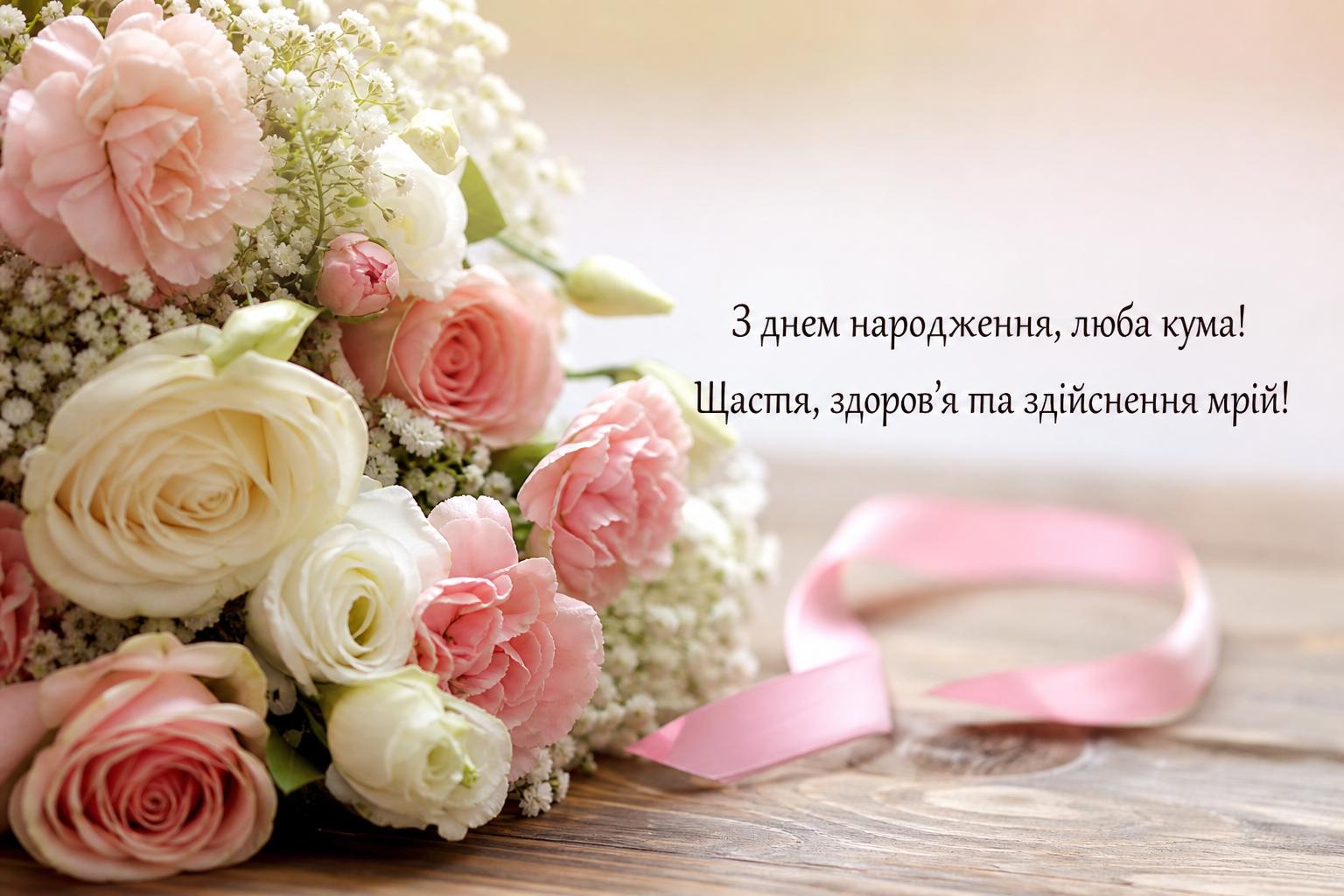 СМС привітання з днем народження кумі своїми словами, у прозі