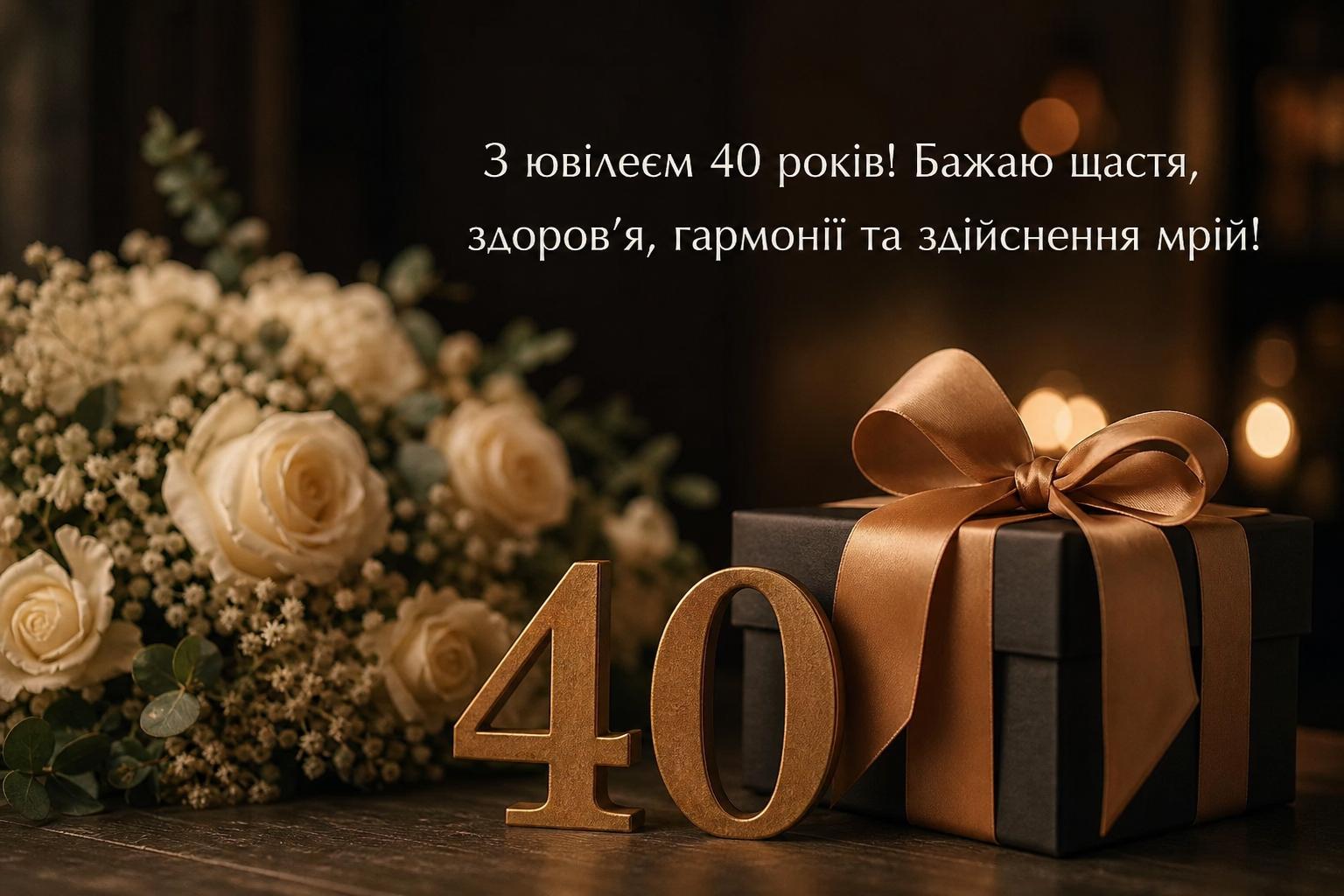 СМС привітання на Ювілей 40 років своїми словами, у прозі