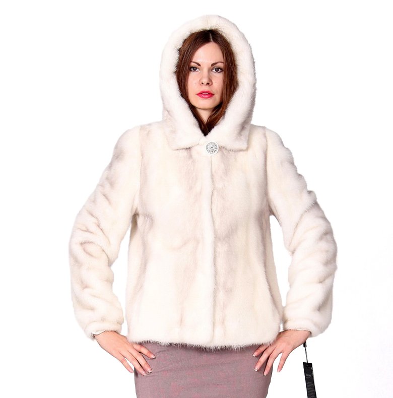 Шуба автоледі з норки з капюшоном