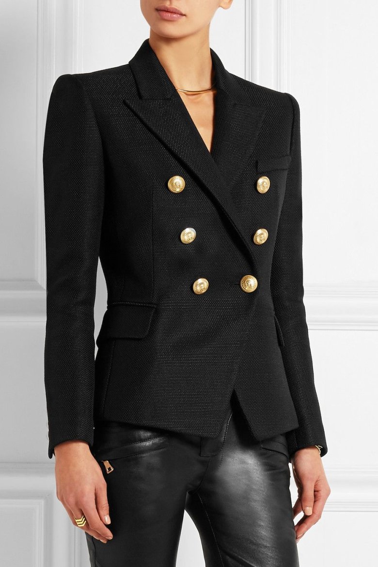 Двобортний жакет чорний Balmain