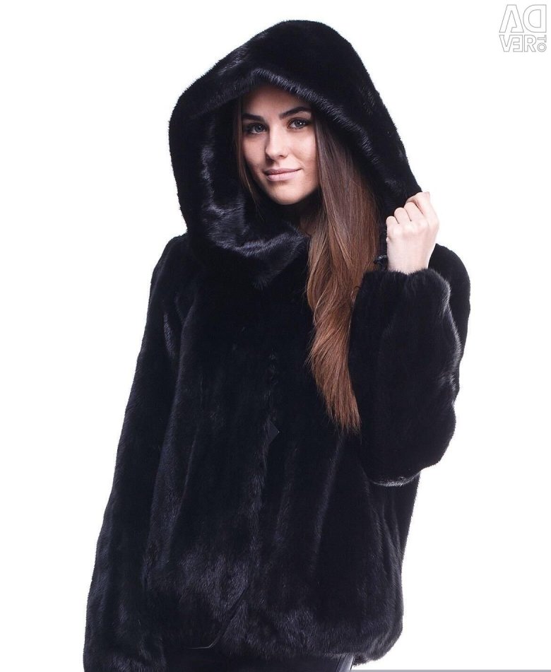 Шуба норкова автоледі з капюшоном.