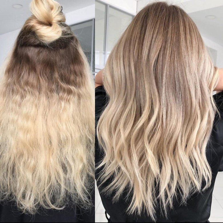 Бежевий блонд із затемненням коріння