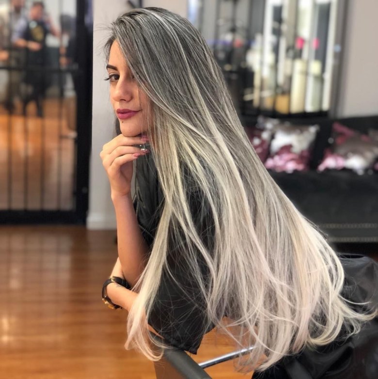 Мелірування білі пасма - 72 фото