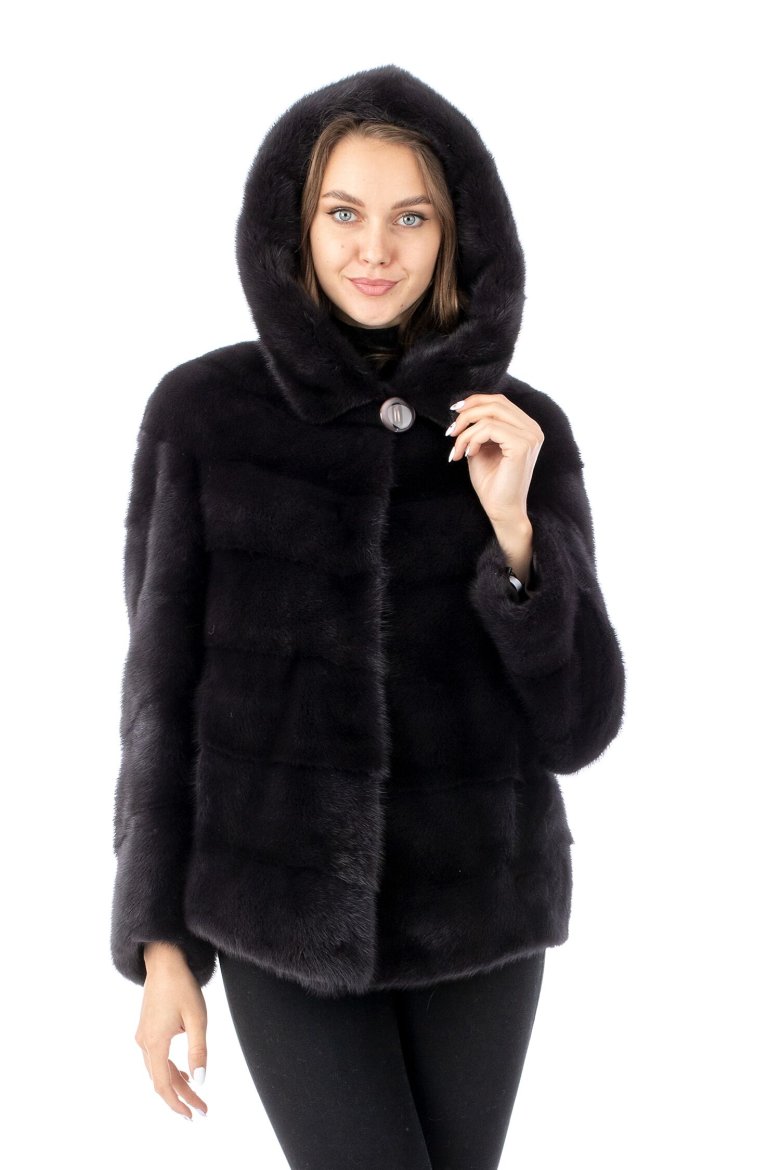 Шуба з норки з капюшоном МОСМІХУ