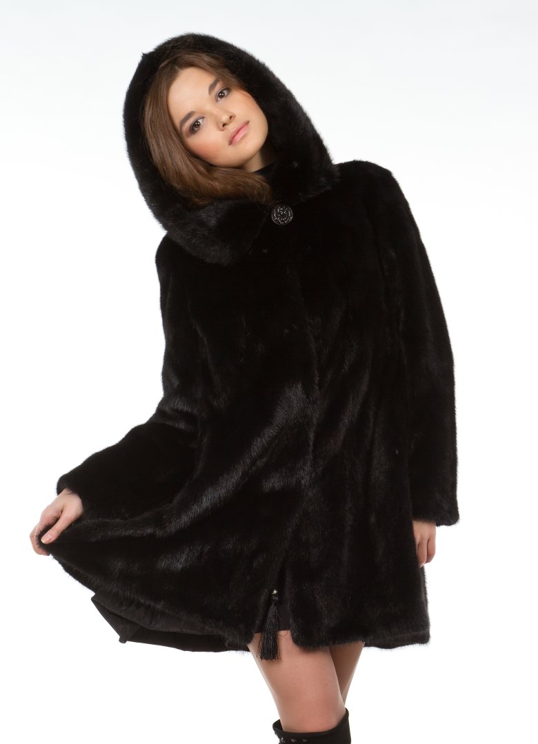 Шуба норкова з капюшоном 44-46