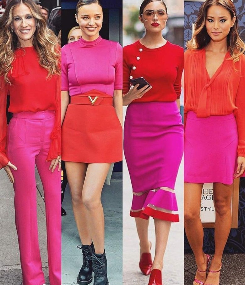 Поєднання червоного та рожевого в одязі