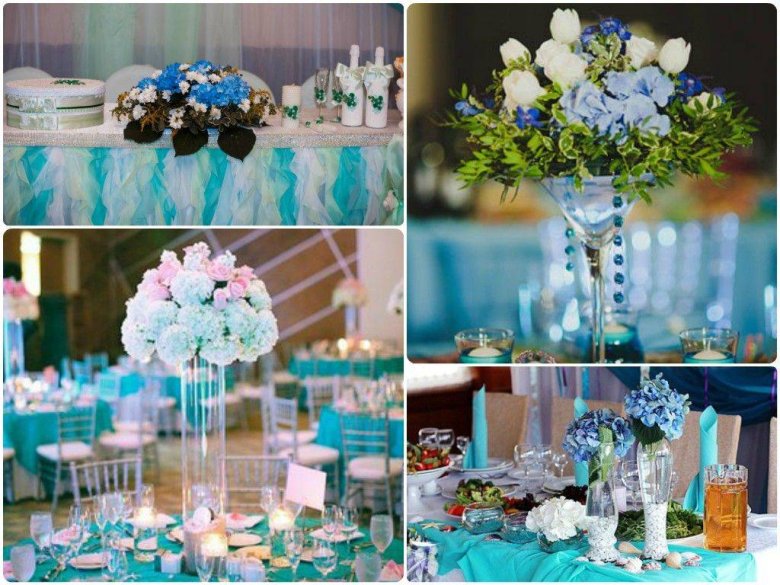 Прикраса залу у бірюзових тонах