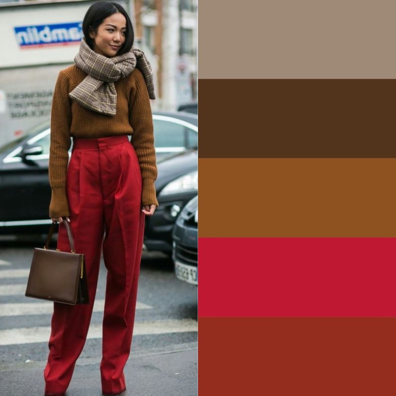 Поєднання з червоним кольором в одязі