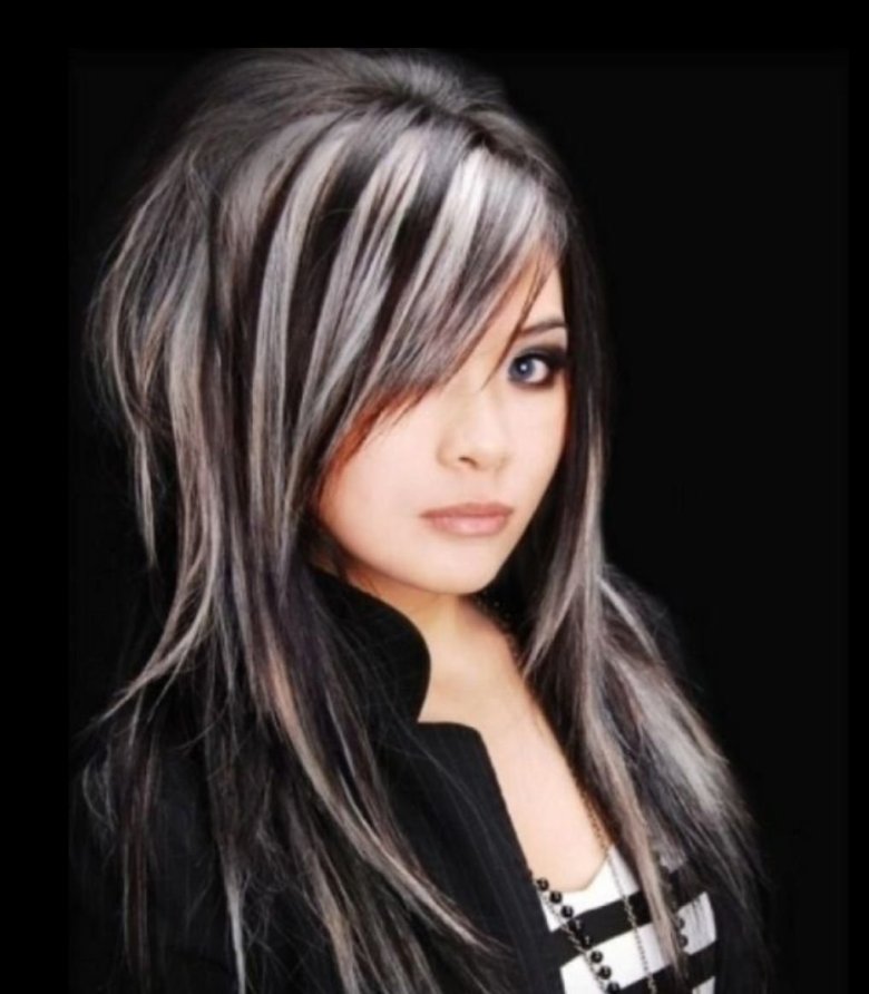 Біле мелірування на темне волосся