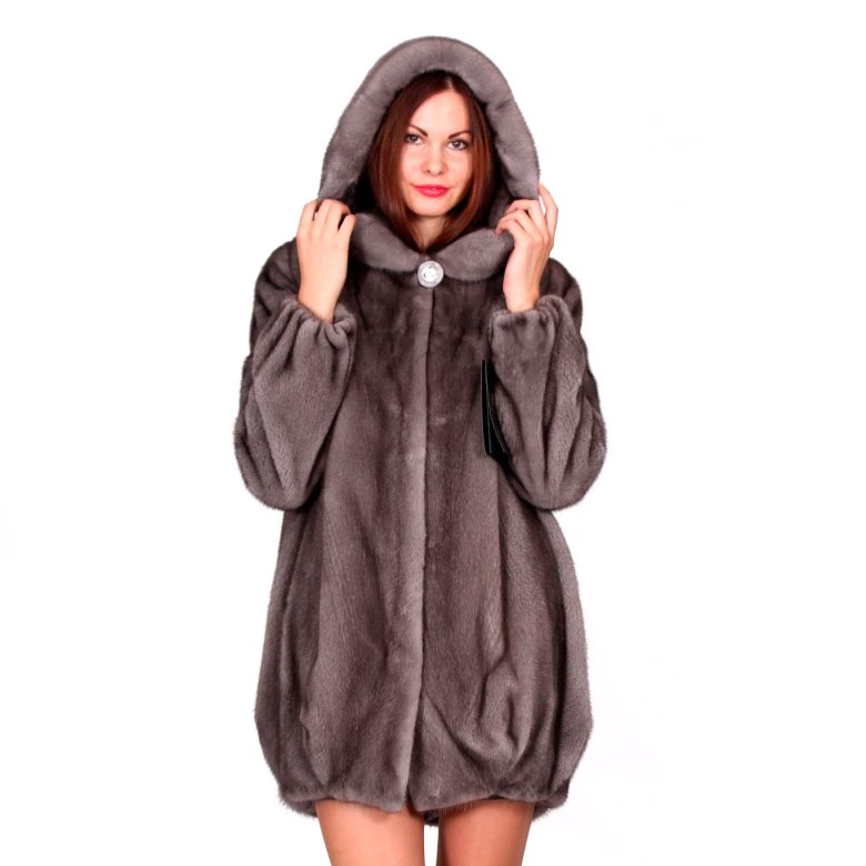 Норкова шуба з капюшоном модель 1203
