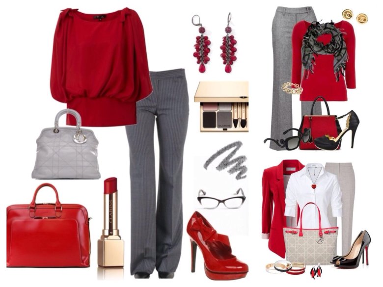Поєднання сірого та червоного в одязі