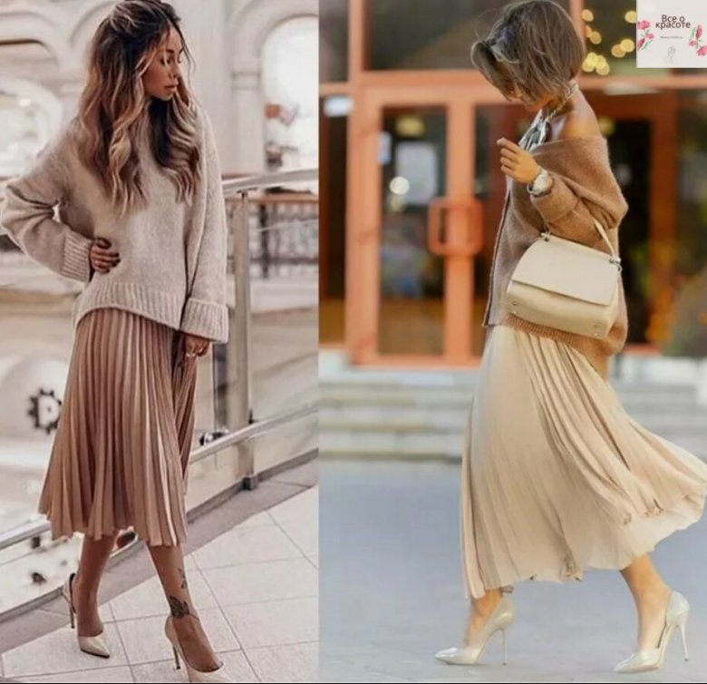 Светр з спідницею міді