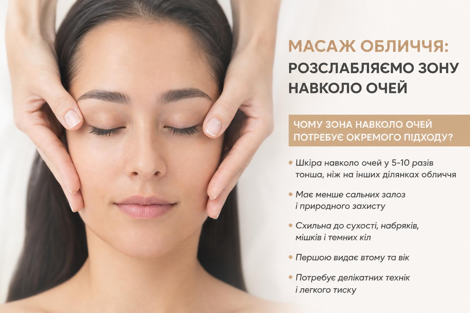 Масаж обличчя: розслабляємо зону навколо очей. Чому зона навколо очей потребує окремого підходу? Масаж обличчя: розслабляємо зону навколо очей. Чому зона навколо очей потребує окремого підходу?